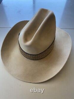 Vintage JB Stetson 5X XXXXX Beaver Cowboy Western Tan Cream Beige Hat Sz 7 RARE