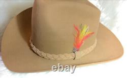 Vintage JOHN B. STETSON 3X Beaver Western Cowboy Mens Hat Size 7 Beige Tan