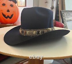 Vintage JOHN B. STETSON 4X Beaver Western Cowboy Hat 7 3/8 Sterling Lasso Pin