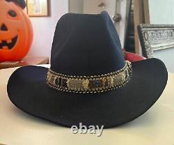 Vintage JOHN B. STETSON 4X Beaver Western Cowboy Hat 7 3/8 Sterling Lasso Pin