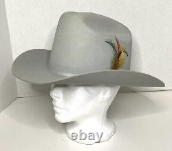 Vintage John B STETSON Men's Cowboy Hat 5X XXXXX Grey Beaver Fur Felt Sz 7 EUC