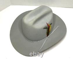 Vintage John B STETSON Men's Cowboy Hat 5X XXXXX Grey Beaver Fur Felt Sz 7 EUC