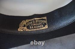 Vintage John B. Stetson 3X Beaver Black Cowboy Hat Rancher Size 7 NOS