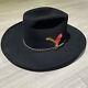 Vintage John B. Stetson 3x Beaver Black Western Cowboy Hat Felt Size 7 Feather