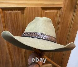 Vintage John B Stetson 3X Beaver Brown Cowboy Hat, Feather 7 1/8