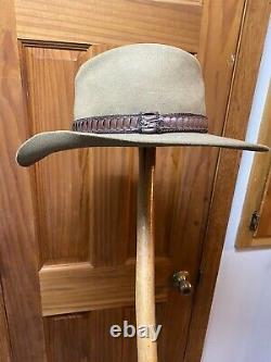 Vintage John B Stetson 3X Beaver Brown Cowboy Hat, Feather 7 1/8