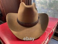 Vintage John B Stetson 3X Beaver Cowboy Hat Feather JBS Pin Sz. 7 withbox