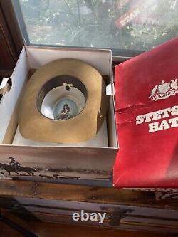 Vintage John B Stetson 3X Beaver Cowboy Hat Feather JBS Pin Sz. 7 withbox