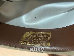 Vintage John B. Stetson 3X Beaver Tall Cowboy Hat WithBox, Beige Size 7