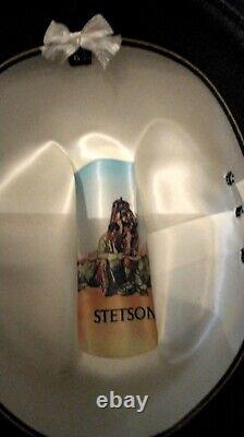 Vintage John B. Stetson 4X Beaver Black Cowboy Hat Sz 6 7/8 MINT NEVER WORN
