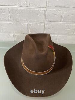 Vintage John B Stetson 4X Beaver Brown Cowboy Western Hat Size 7