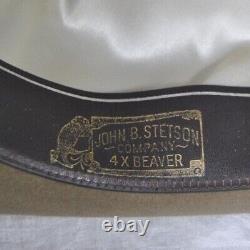 Vintage John B. Stetson 4X Beaver Butte Cowboy Hat 7 Hat Feather and Pin