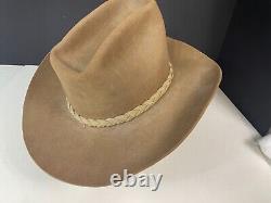 Vintage John B. Stetson 4X Beaver Chocolate Brown Cowboy Hat 7 1/8, Pre-Owned