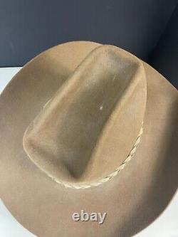 Vintage John B. Stetson 4X Beaver Chocolate Brown Cowboy Hat 7 1/8, Pre-Owned