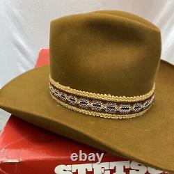 Vintage John B. Stetson 4X Beaver Cuerda Chocolate Cowboy Hat 7-1/4 With Band