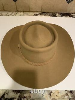 Vintage John B. Stetson 4X Beaver Gambler Style Cowboy Beige Hat Size 7 3/8