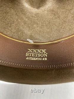 Vintage John B Stetson 4X Beaver Western Cowboy Hat XXXX 55-6 7/8 Brown USA Made