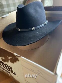 Vintage John B. Stetson 4x Beaver Black Western Cowboy Hat Size 7 1/8