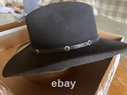 Vintage John B. Stetson 4x Beaver Black Western Cowboy Hat Size 7 1/8