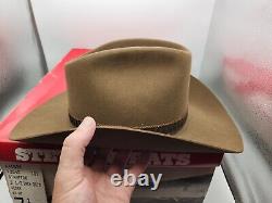 Vintage John B. Stetson 4x Beaver Stampede Cowboy Hat Acorn Size 7 1/2 3.5 Brim