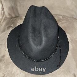 Vintage John B Stetson Black CARSON Beaver Felt 4X Cowboy Hat 7 1/4 334 Brim