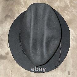 Vintage John B Stetson Black CARSON Beaver Felt 4X Cowboy Hat 7 1/4 334 Brim