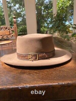 Vintage John B. Stetson Brown Leather XXX Beaver Cowboy Hat Size 7 Brown