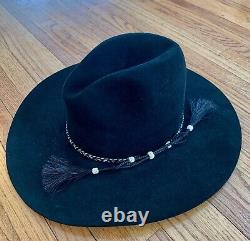 Vintage John B Stetson Cowboy Western Hat 4X XXXX Beaver Black Size 7 Rare