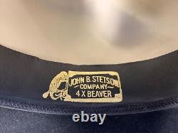 Vintage John B Stetson Cowboy Western Hat 4X XXXX Beaver Black Size 7 Rare