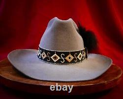 Vintage John B Stetson Gray Beaver Felt 4X Cowboy Hat 6 7/8 With Rare s band