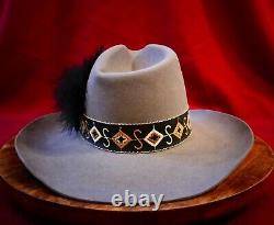 Vintage John B Stetson Gray Beaver Felt 4X Cowboy Hat 6 7/8 With Rare s band