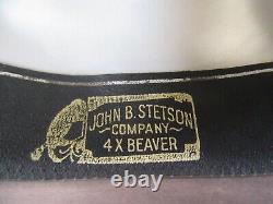 Vintage John B Stetson Hat 4X Beaver Rancher Size 7-1/8 grey fur cowboy western