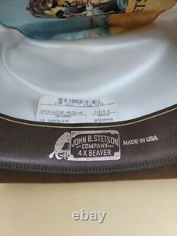 Vintage John B. Stetson Hat 4X Beaver Size 7 1/8 Silver Belly Color CHOCOLATE