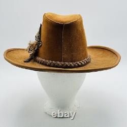 Vintage John B Stetson Hat Beaver Tony Alamo of Nashville Cowboy Hat Feathers M