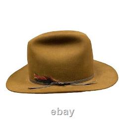 Vintage John B Stetson XXX 3X Beaver Fur Brown Feather 7 1/4 Western Cowboy Hat