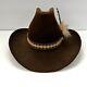 Vintage John B Stetson Xxx 3x Beaver Fur Brown Feather 7 1/8 Western Cowboy Hat