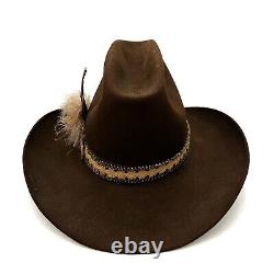 Vintage John B Stetson XXX 3X Beaver Fur Brown Feather 7 1/8 Western Cowboy Hat