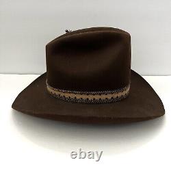 Vintage John B Stetson XXX 3X Beaver Fur Brown Feather 7 1/8 Western Cowboy Hat