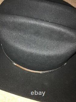 Vintage John B. Stetson XXXX 4X Beaver Black Cowboy Hat Western Sz 7 1/8 NWT