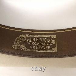 Vintage John B. Stetson XXXX 4X Beaver Tan Cowboy Size 7 Long Oval