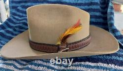 Vintage John B. Stetson XXXX 4X Beige Cowboy Hat Western. 7 3/8