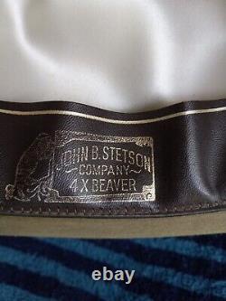 Vintage John B. Stetson XXXX 4X Beige Cowboy Hat Western. 7 3/8