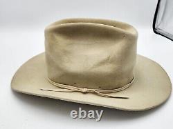 Vintage John B. Stetson XXXX 4x Beaver Cowboy Hat Greenish Tan Color 7 3/4x6 1/4