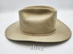 Vintage John B. Stetson XXXX 4x Beaver Cowboy Hat Greenish Tan Color 7 3/4x6 1/4