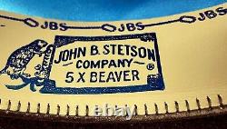 Vintage John Stetson 5X XXXXX Black Beaver Hat Size 7 1/8 in Original Box