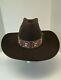 Vintage John Stetson Brown 4x Beaver Cowboy Hat With Embroidered Hat Band 7 1/4
