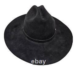 Vintage LARRY MAHAN 6xxxxxx Beaver Black Felt Cowboy Western Hat 7 1/4