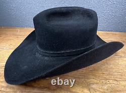 Vintage LARRY MAHAN Vintage 6xxxxxx Beaver Black Felt Cowboy Western Hat 7 1/4