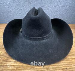 Vintage LARRY MAHAN Vintage 6xxxxxx Beaver Black Felt Cowboy Western Hat 7 1/4