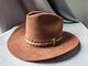 Vintage Longhorn Fur Felt Beaver 3x Fur Felt 7-1/4 Brown Cowboy Hat Western